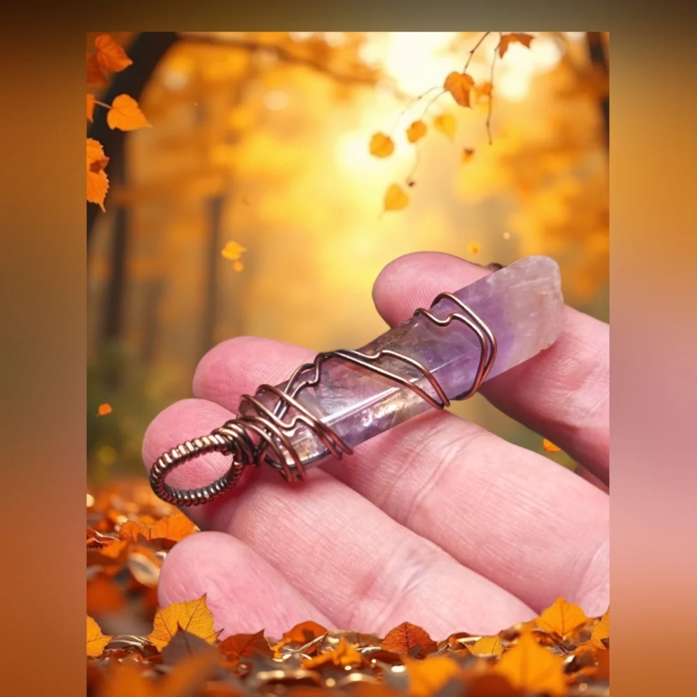 Artisan Copper Wire Wrap Ametrine Pendant - Picture 4 of 5